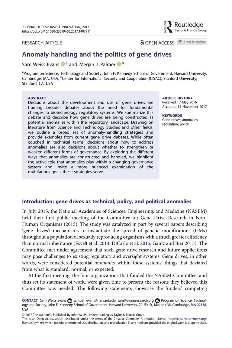 Anomaly handling and the politics of gene drives